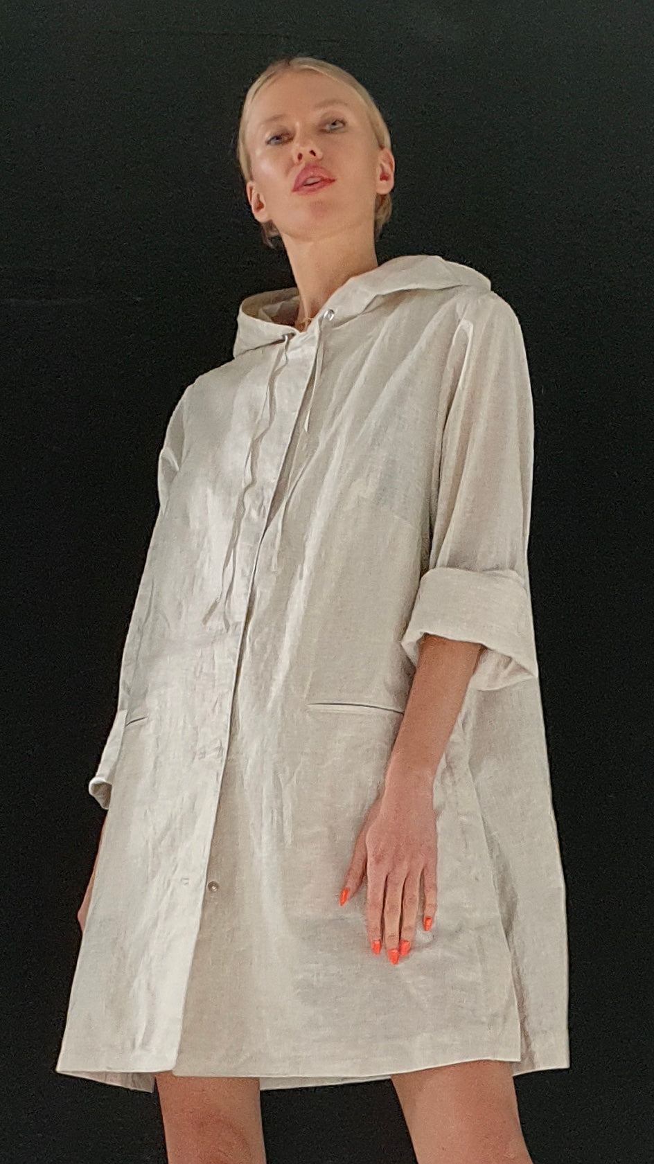 Il cappotto impermeabile lino naturale BECOOL sabbia