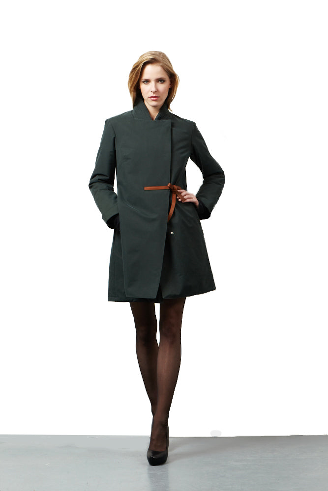 Il cappotto elegante invernale impermeabile verde scuro Proud