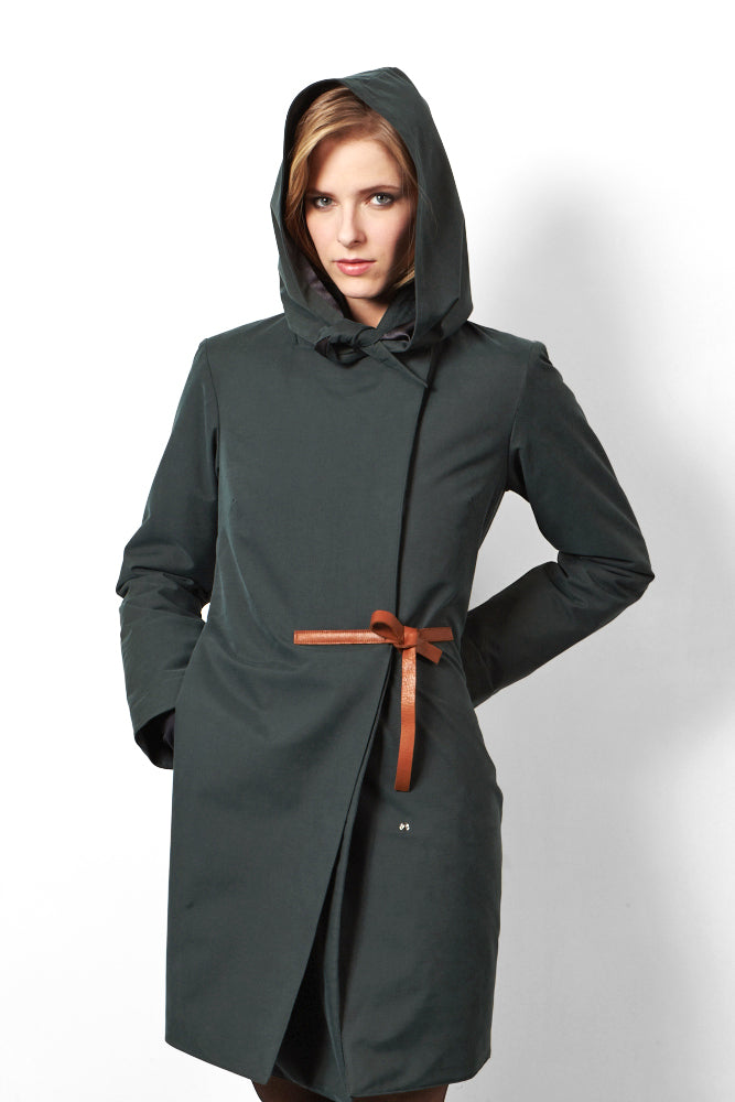 Il cappotto elegante invernale impermeabile verde scuro Proud